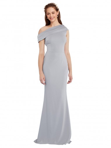 One Shoulder Long Stretch Crepe Grey Sleeveless Formal Dress / Bridesmaid Dress Victoria