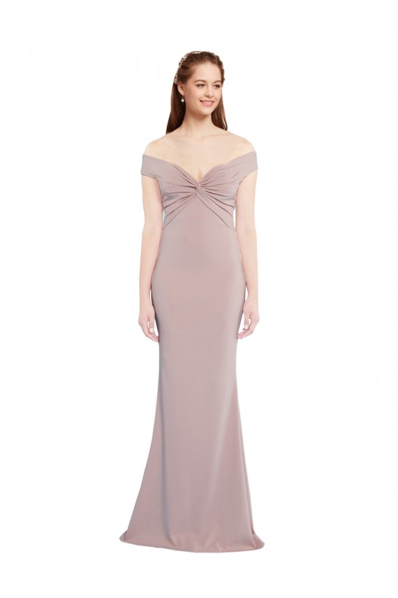 V-Neck Long Stretch Crepe Dusty Pink Sleeveless Formal Evening Gown / Prom Dress / Bridesmaid Dress Victoria