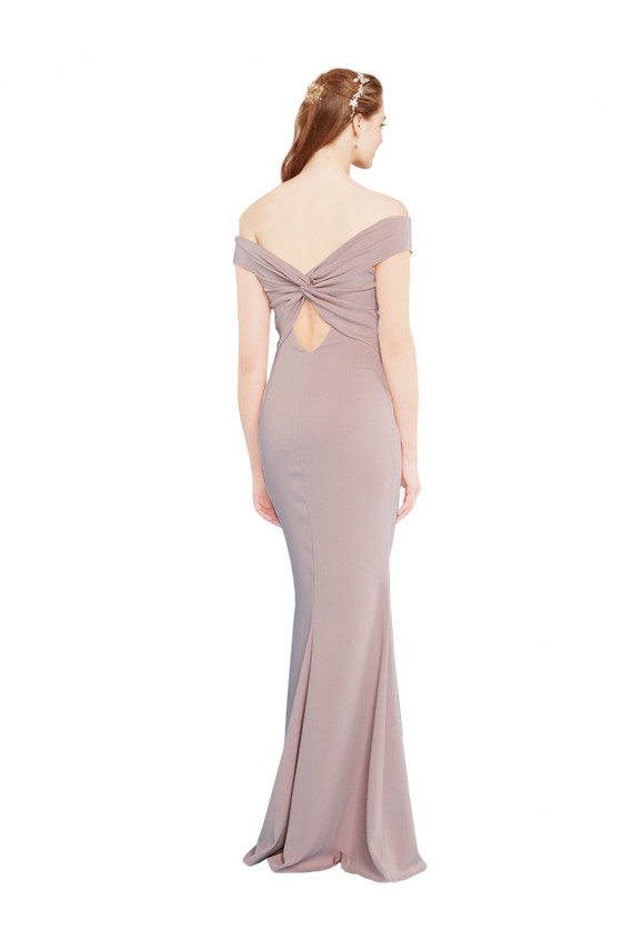 V-Neck Long Stretch Crepe Dusty Pink Sleeveless Formal Evening Gown / Prom Dress / Bridesmaid Dress Victoria