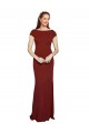 Round Neck Long Stretch Crepe Burgundy Cap Sleeves Formal Evening Gown / Prom Dress / Bridesmaid Dress Victoria