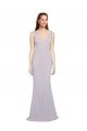 V-Neck Long Stretch Crepe Arctic Lilac Sleeveless Formal Evening Gown / Prom Dress / Bridesmaid Dress Victoria