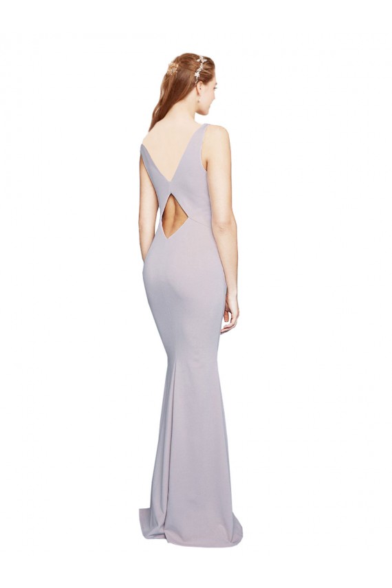 V-Neck Long Stretch Crepe Arctic Lilac Sleeveless Formal Evening Gown / Prom Dress / Bridesmaid Dress Victoria