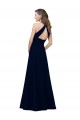 High Neck Long Stretch Crepe Dusty Pink A-Line Sleeveless Prom Dress / Bridesmaid Dress Victoria