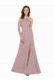 High Neck Long Stretch Crepe Dusty Pink A-Line Sleeveless Prom Dress / Bridesmaid Dress Victoria