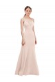 V-Neck Long Stretch Crepe Pink Sleeveless Formal Dress / Bridesmaid Dress Victoria