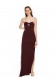 Strapless Long Stretch Crepe Burgundy Gold Sleeveless Formal Evening Gown / Prom Dress / Bridesmaid Dress Victoria