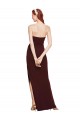 Strapless Long Stretch Crepe Burgundy Gold Sleeveless Formal Evening Gown / Prom Dress / Bridesmaid Dress Victoria