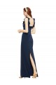 Scoop Neck Long Stretch Crepe Dark Navy Sleeveless Formal Evening Gown / Prom Dress / Bridesmaid Dress Victoria