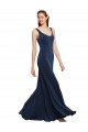 Round Neck Long Stretch Crepe Dark Navy Sleeveless Prom Dress / Bridesmaid Dress Victoria