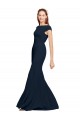 Boat Neck Long Stretch Crepe Dark Navy Sleeveless Formal Evening Gown / Prom Dress / Bridesmaid Dress Victoria