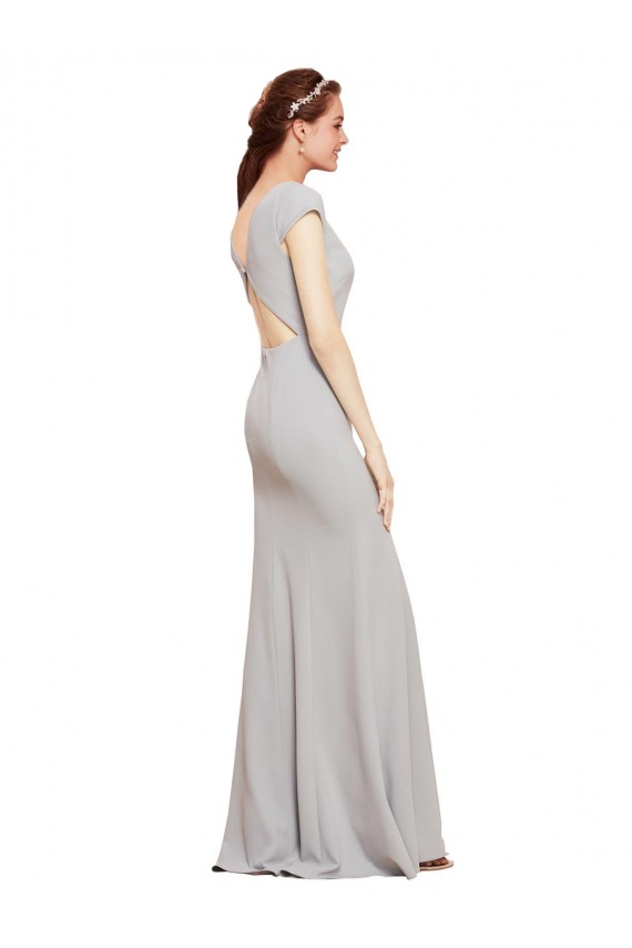 Boat Neck Long Stretch Crepe Dark Navy Sleeveless Formal Evening Gown / Prom Dress / Bridesmaid Dress Victoria