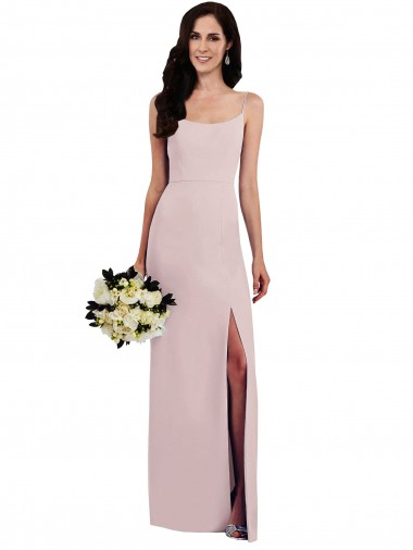 Spaghetti Straps Long Stretch Crepe Sleeveless Formal Evening Gown / Prom Dress / Bridesmaid Dress Victoria