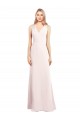 V-Neck Long Stretch Crepe Pink Sleeveless Semi Formal Evening Dress / Prom Dress / Bridesmaid Dress Victoria