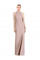 Halter Neck Long Stretch Crepe Dusty Pink Sleeveless Semi Formal Evening Dress / Bridesmaid Dress Victoria