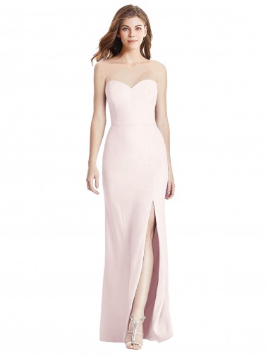 Strapless Long Stretch Crepe Pink Sleeveless Semi Formal Evening Dress / Prom Dress / Bridesmaid Dress Victoria
