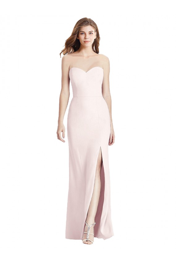 Strapless Long Stretch Crepe Pink Sleeveless Semi Formal Evening Dress / Prom Dress / Bridesmaid Dress Victoria