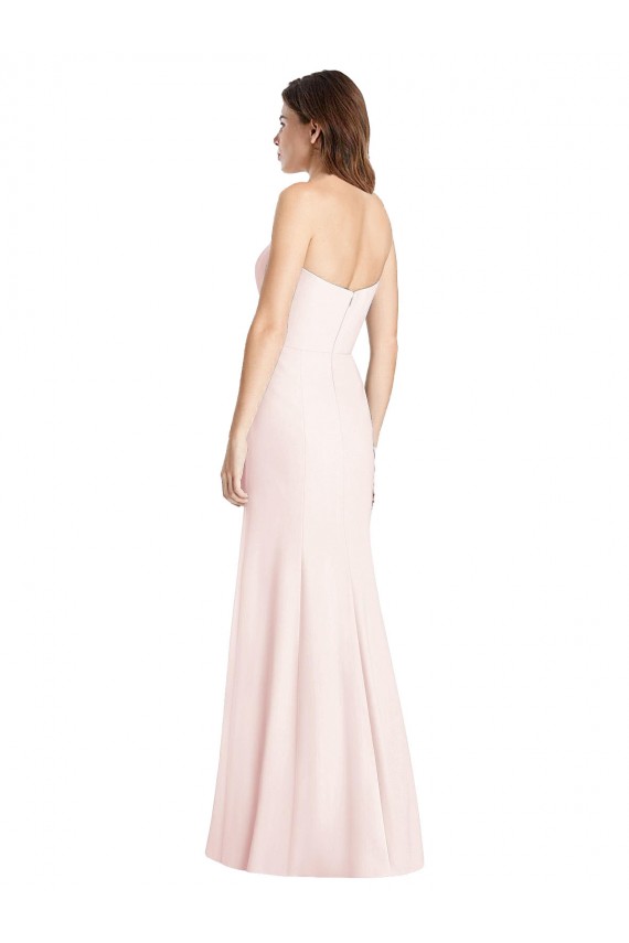 Strapless Long Stretch Crepe Pink Sleeveless Semi Formal Evening Dress / Prom Dress / Bridesmaid Dress Victoria