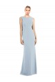 Bateau Neck Long Stretch Crepe Light Sky Blue Sleeveless Semi Formal Evening Dress / Prom Dress / Bridesmaid Dress Victoria