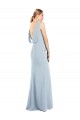 Bateau Neck Long Stretch Crepe Light Sky Blue Sleeveless Semi Formal Evening Dress / Prom Dress / Bridesmaid Dress Victoria