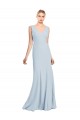 V-Neck Long Stretch Crepe Light Sky Blue Sleeveless Bridesmaid Dress / Formal Dress Victoria
