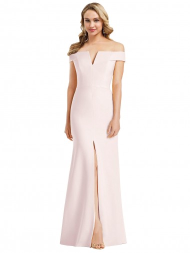 V-Neck Long Stretch Crepe Pink Sleeveless Bridesmaid Dress / Evening Dress Victoria