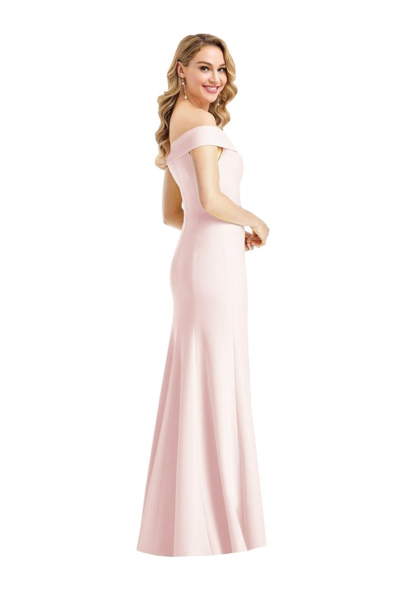 V-Neck Long Stretch Crepe Pink Sleeveless Bridesmaid Dress / Evening Dress Victoria