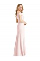 V-Neck Long Stretch Crepe Pink Sleeveless Bridesmaid Dress / Evening Dress Victoria