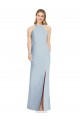 High Neck Long Stretch Crepe Light Sky Blue Sleeveless Formal Evening Gown / Bridesmaid Dress Victoria