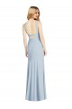 High Neck Long Stretch Crepe Light Sky Blue Sleeveless Formal Evening Gown / Bridesmaid Dress Victoria