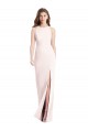 Bateau Neck Long Stretch Crepe Pink Sleeveless Semi Formal Evening Dress / Prom Dress / Bridesmaid Dress Victoria