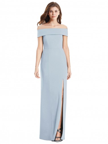 Off the Shoulder Long Stretch Crepe Light Sky Blue Sleeveless Formal Dress / Bridesmaid Dress Victoria