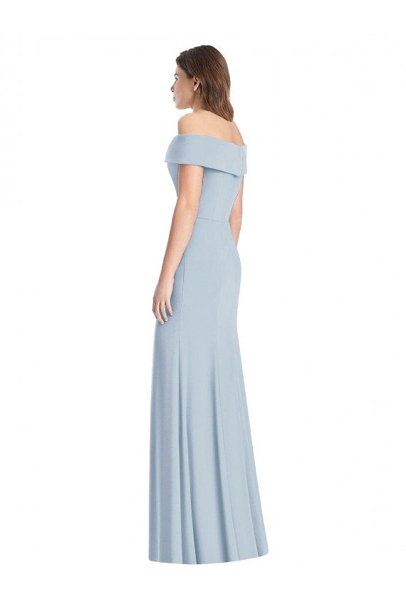 Off the Shoulder Long Stretch Crepe Light Sky Blue Sleeveless Formal Dress / Bridesmaid Dress Victoria