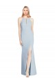 Halter Neck Long Stretch Crepe Light Sky Blue Sleeveless Semi Formal Evening Dress / Prom Dress / Bridesmaid Dress Victoria