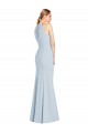 Halter Neck Long Stretch Crepe Light Sky Blue Sleeveless Semi Formal Evening Dress / Prom Dress / Bridesmaid Dress Victoria