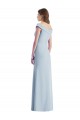 V-Neck Long Stretch Crepe Light Sky Blue Sleeveless Black Tie Evening Gown / Bridesmaid Dress Victoria