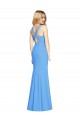 V-Neck Long Stretch Crepe Peacock Blue Sleeveless Semi Formal Evening Dress / Prom Dress / Bridesmaid Dress Victoria