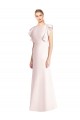 Bateau Neck Long Stretch Crepe Pink Cap Sleeves Formal Dress / Bridesmaid Dress Victoria