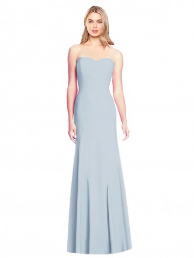 Strapless Long Stretch Crepe Light Sky Blue Trumpet Sleeveless Formal Dress / Bridesmaid Dress Victoria