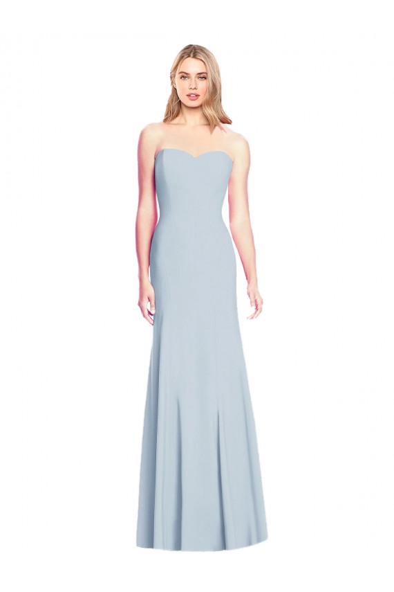 Strapless Long Stretch Crepe Light Sky Blue Trumpet Sleeveless Formal Dress / Bridesmaid Dress Victoria