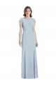 Bateau Neck Long Stretch Crepe Light Sky Blue Cap Sleeves Formal Dress / Bridesmaid Dress Victoria