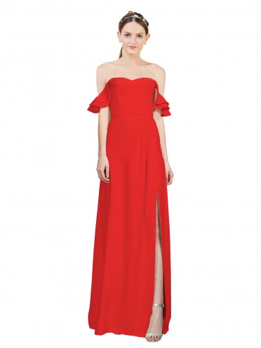 Sweetheart Long Stretch Crepe Red Sleeveless Formal Evening Gown / Prom Dress / Bridesmaid Dress Victoria