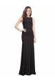 Bateau Neck Long Stretch Crepe Black Sleeveless Prom Dress / Bridesmaid Dress Victoria