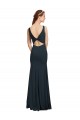 Bateau Neck Long Stretch Crepe Black Sleeveless Prom Dress / Bridesmaid Dress Victoria