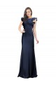 Bateau Neck Long Stretch Crepe Dark Navy Sleeveless Prom Dress / Bridesmaid Dress Victoria