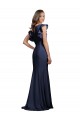 Bateau Neck Long Stretch Crepe Dark Navy Sleeveless Prom Dress / Bridesmaid Dress Victoria