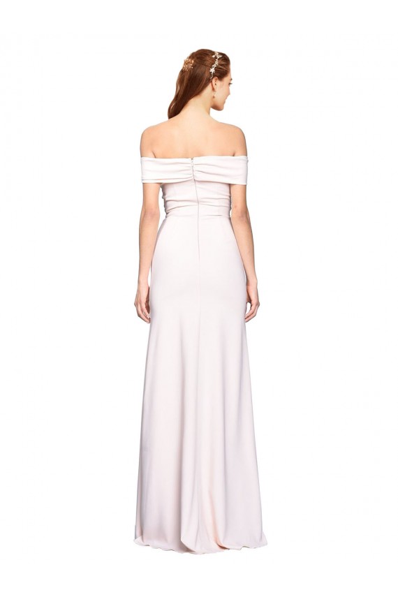 Off the Shoulder Long Stretch Crepe White Sleeveless Formal Dress / Bridesmaid Dress Victoria