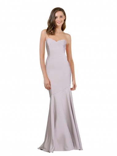 Strapless Long Stretch Crepe Arctic Lilac Sleeveless Prom Dress / Bridesmaid Dress Victoria