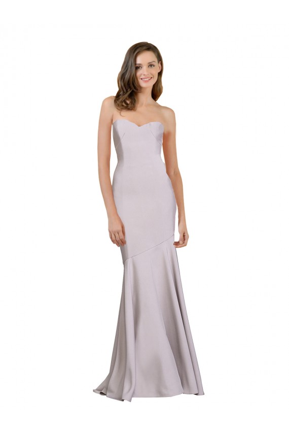 Strapless Long Stretch Crepe Arctic Lilac Sleeveless Prom Dress / Bridesmaid Dress Victoria