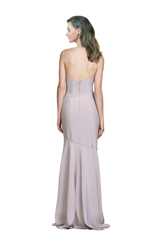 Strapless Long Stretch Crepe Arctic Lilac Sleeveless Prom Dress / Bridesmaid Dress Victoria