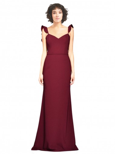 Strapless Long Stretch Crepe Burgundy Sleeveless Prom Dress / Bridesmaid Dress Victoria
